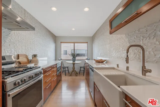 a kitchen with lots of counter top space