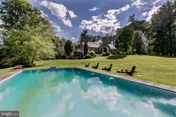 a view of a lake with a big yard