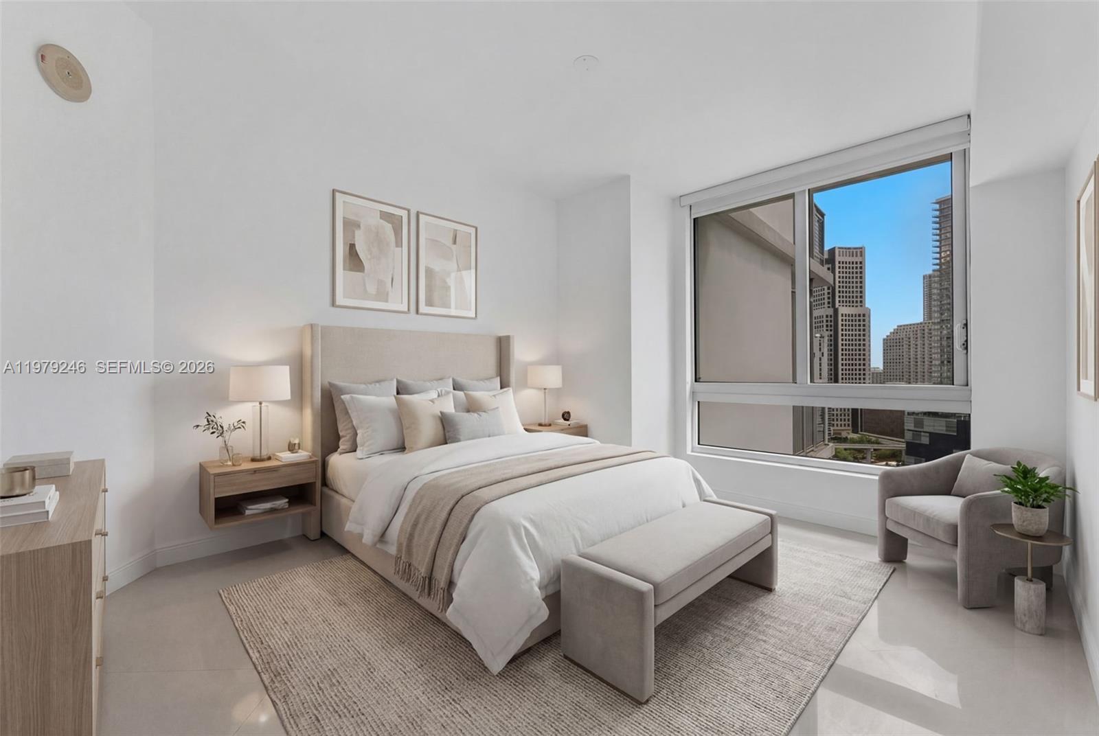 350 South Miami Avenue, Unit 2006 Miami, FL 33130 - Photo 25 of 33 a bedroom with a bed and a couch