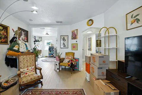 a living room filled with furniture