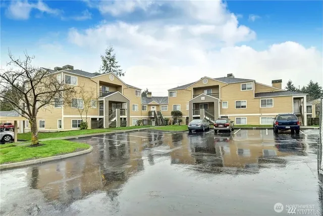 a view of a building with lake view
