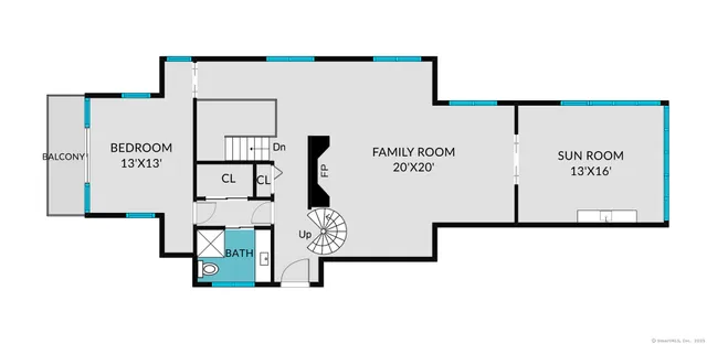 a picture of a bench in a white building