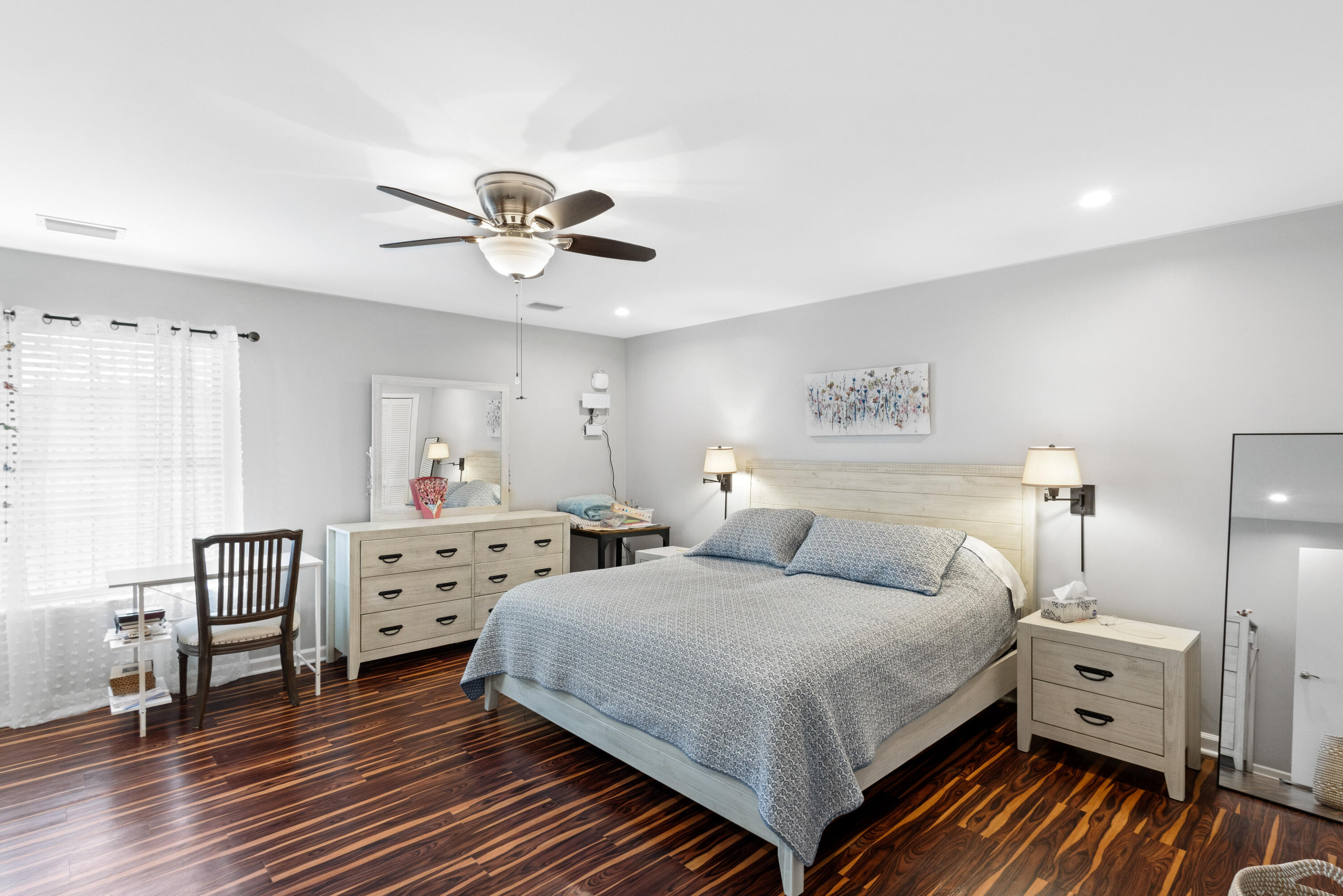 861 Mack Bayou Road Miramar Beach, FL 32550 - Photo 18 of 47 a bedroom with two bed and a chandelier