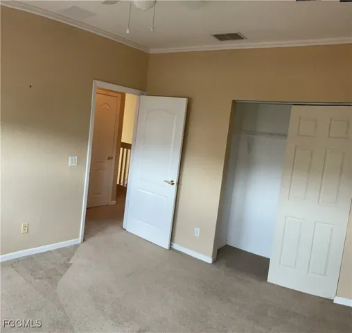 an empty room with closet