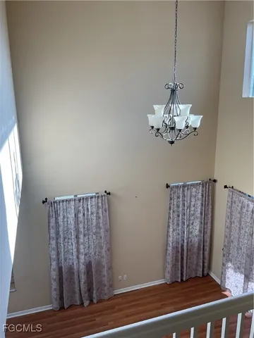a view of livingroom with chandelier