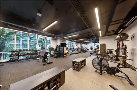 a view of a room with gym equipment