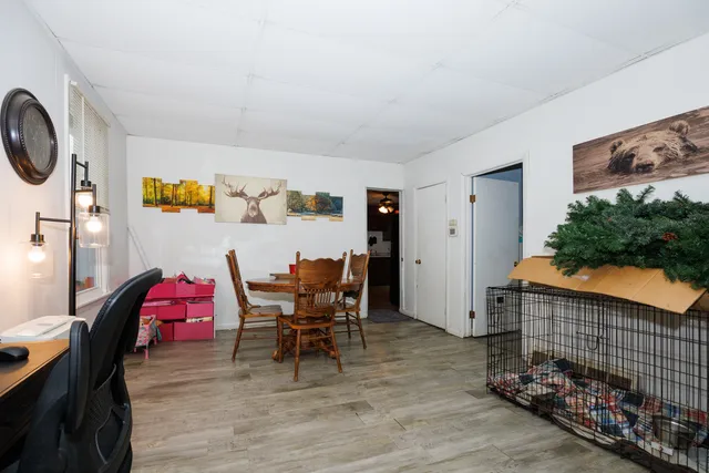 a workspace with furniture