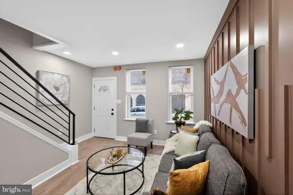a living room with furniture