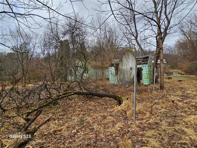 a backyard of a house with lots of green space