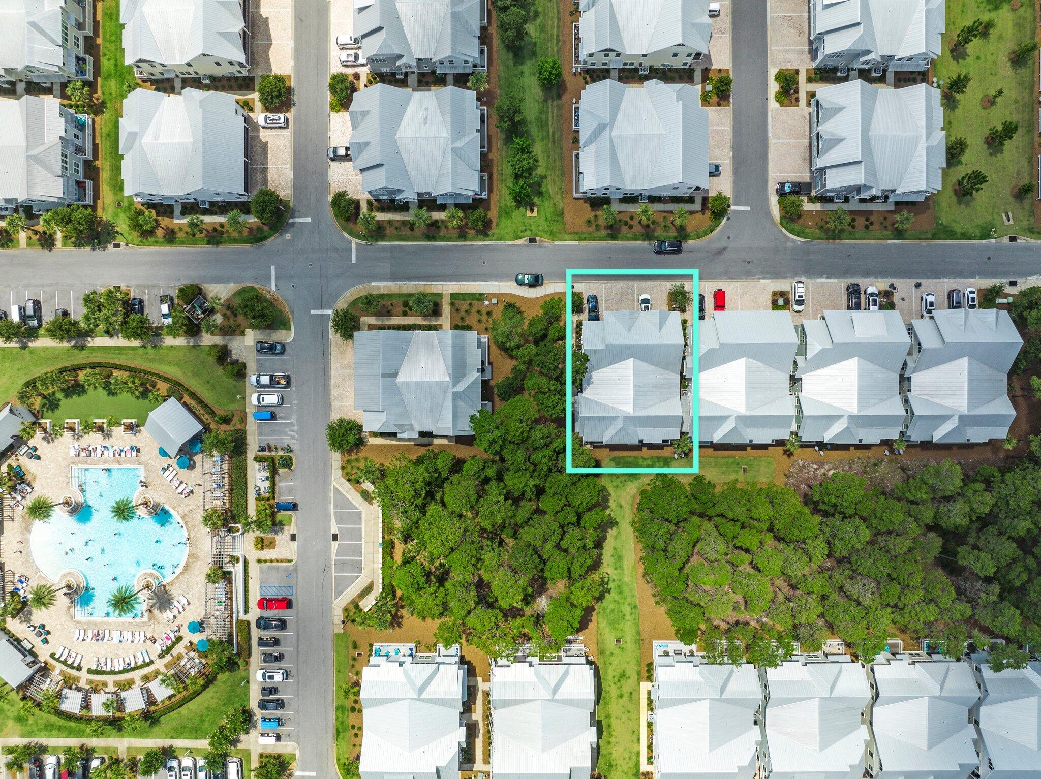 an aerial view of multiple house