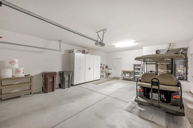 a view of a garage with furniture