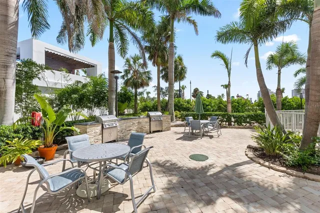 a building view with a garden space