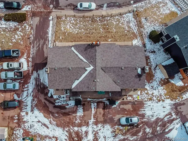 an aerial view of multiple house