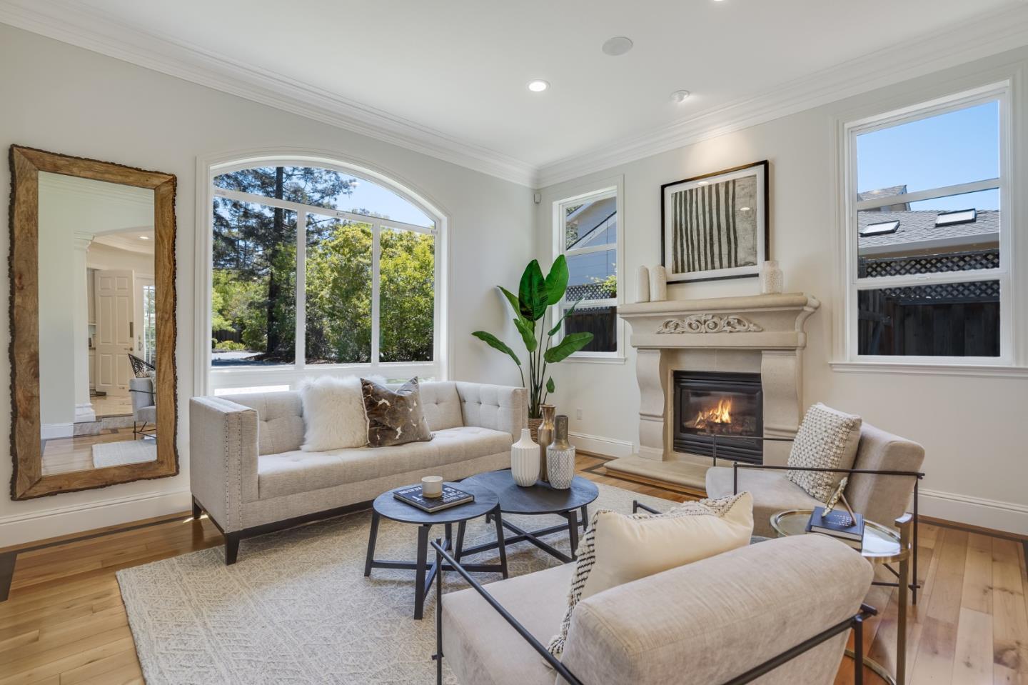 1161 Payne Drive Los Altos, CA 94024 - Photo 5 of 48 a living room with furniture a fireplace and a large window