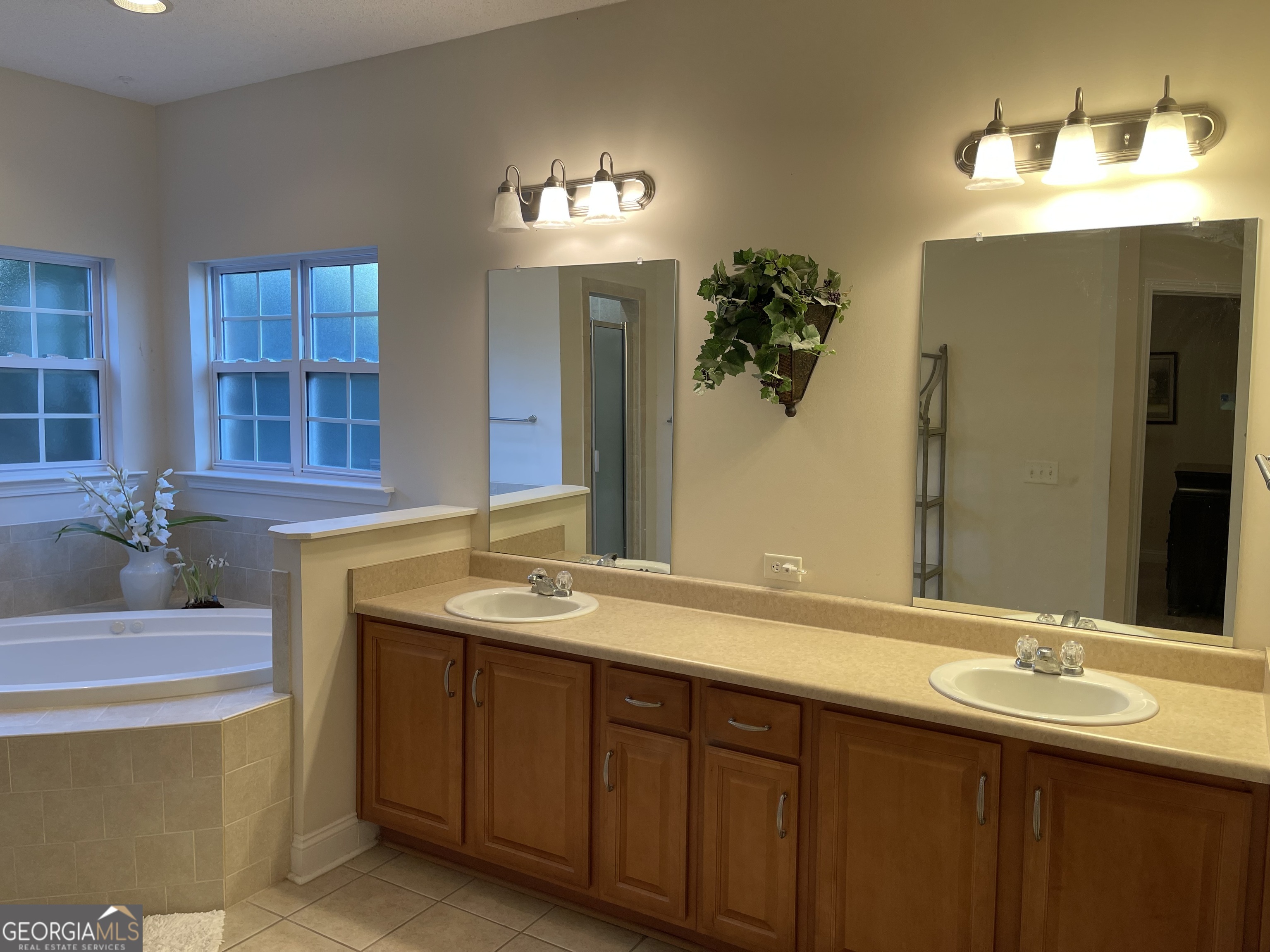 137 Blue Ridge Drive Statesboro, GA 30458 - Photo 14 of 26 a bathroom with a double vanity sink and a mirror