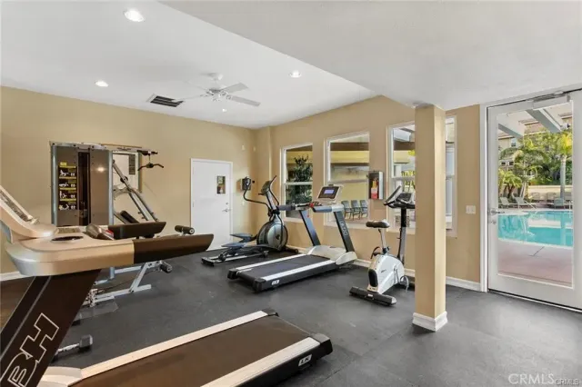 a view of a room with gym equipment