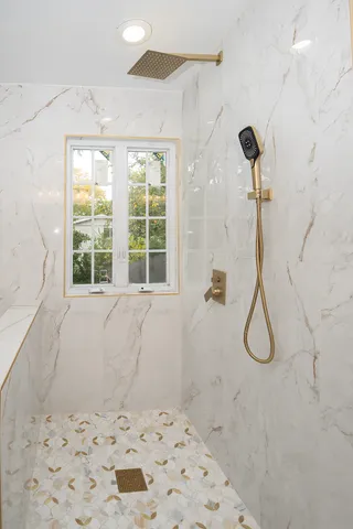 a bathroom with a shower