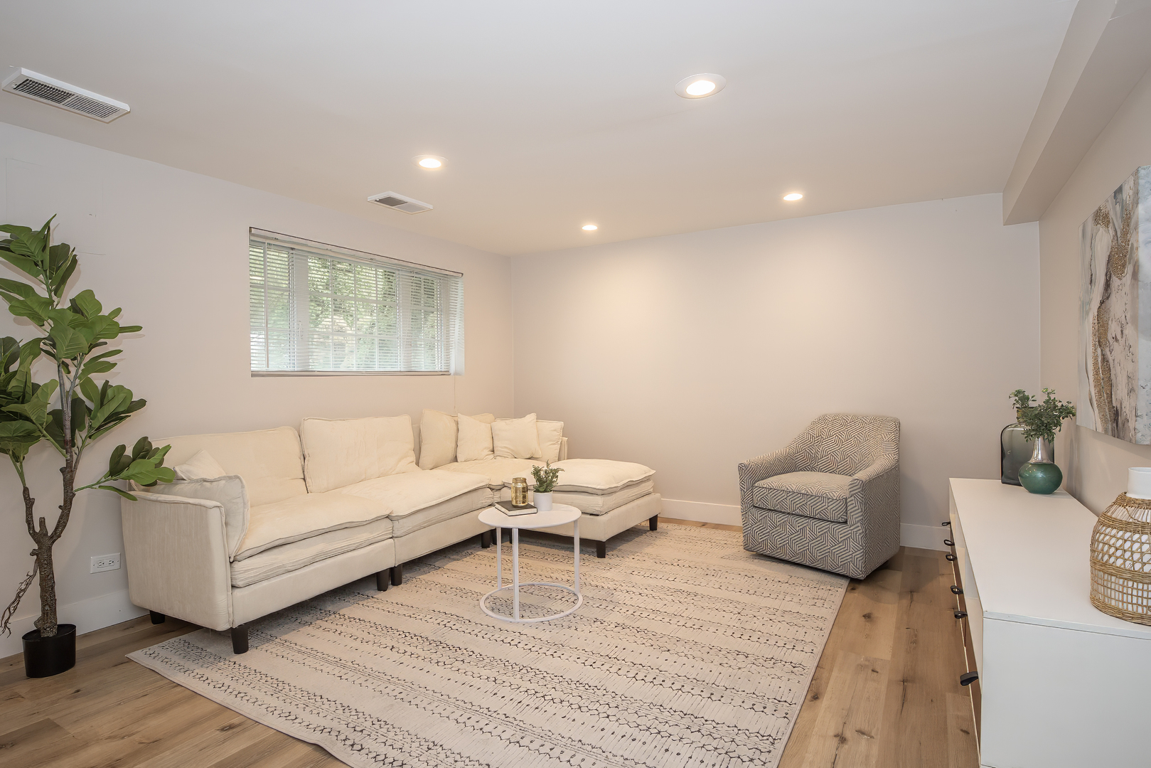 216 Flora Avenue Glenview, IL 60025 - Photo 31 of 40 a living room with furniture and a potted plant