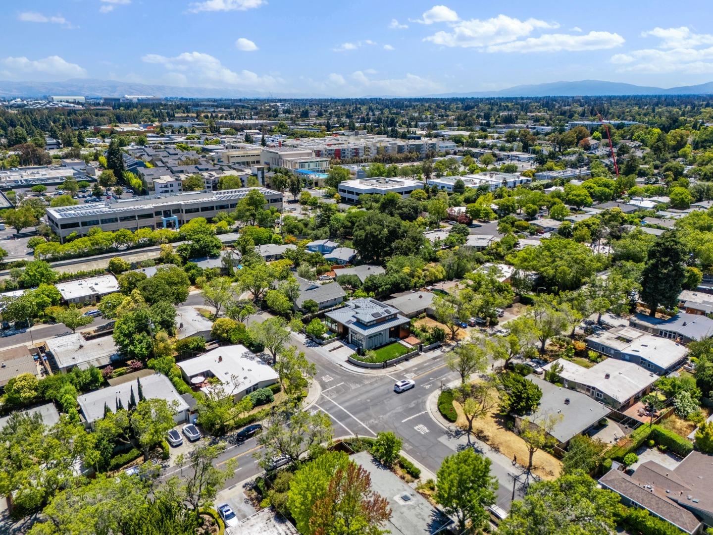 3886 Ross Road Palo Alto, CA 94303 - Photo 55 of 60 an aerial view of residential houses with outdoor space