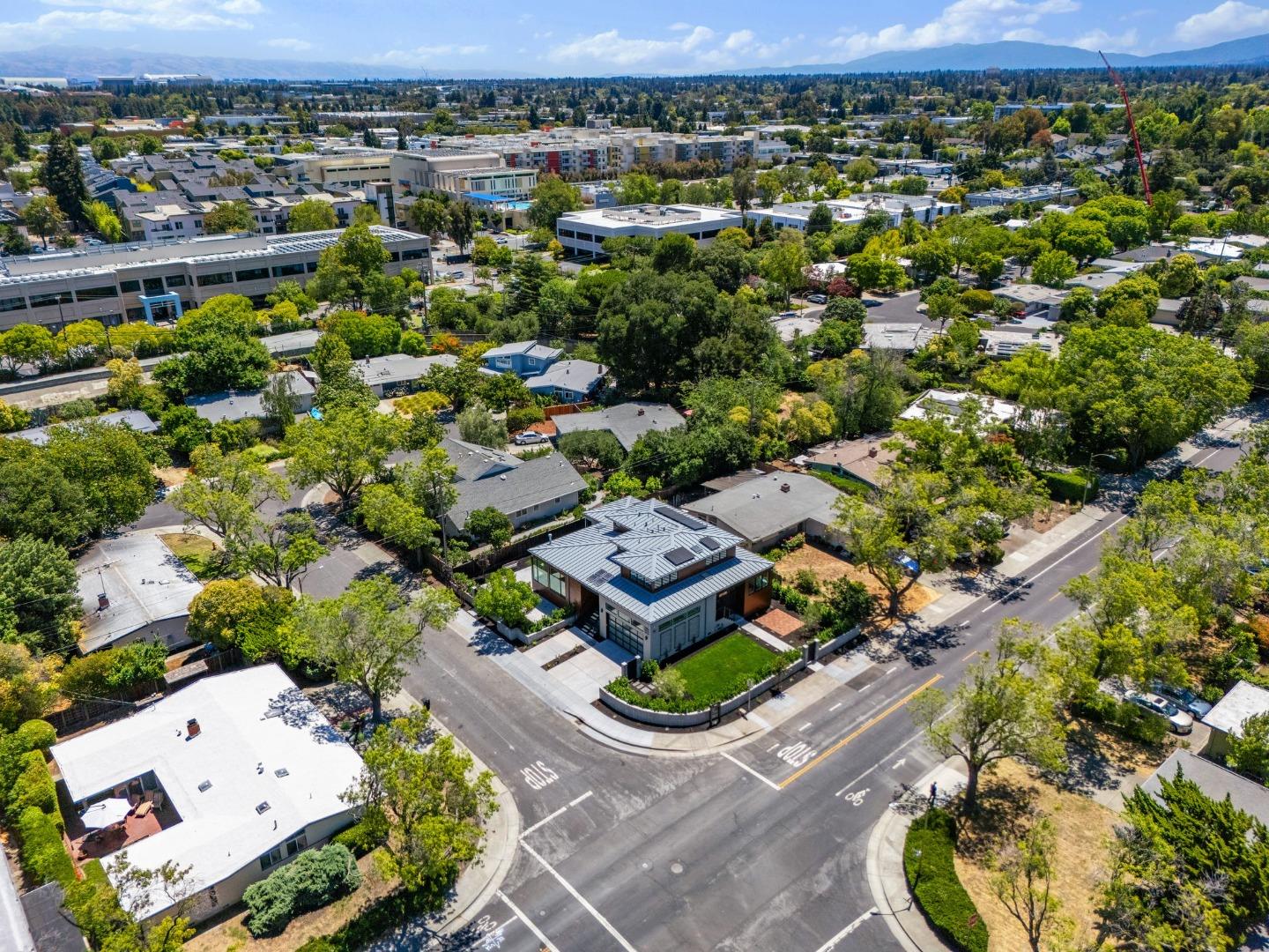 3886 Ross Road Palo Alto, CA 94303 - Photo 56 of 60 an aerial view of a house with a yard