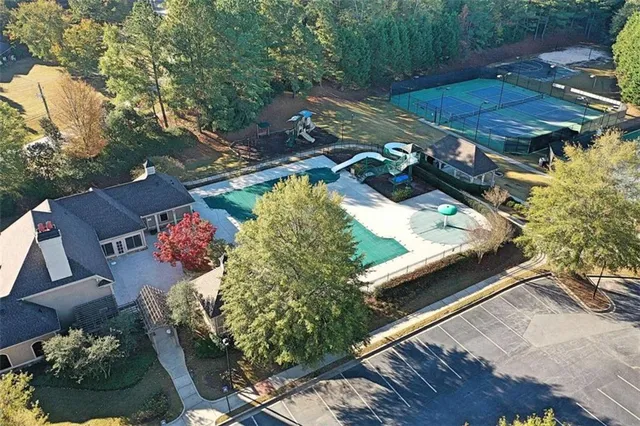an aerial view of a house