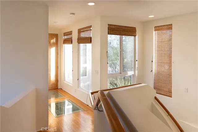 a living room with a large window