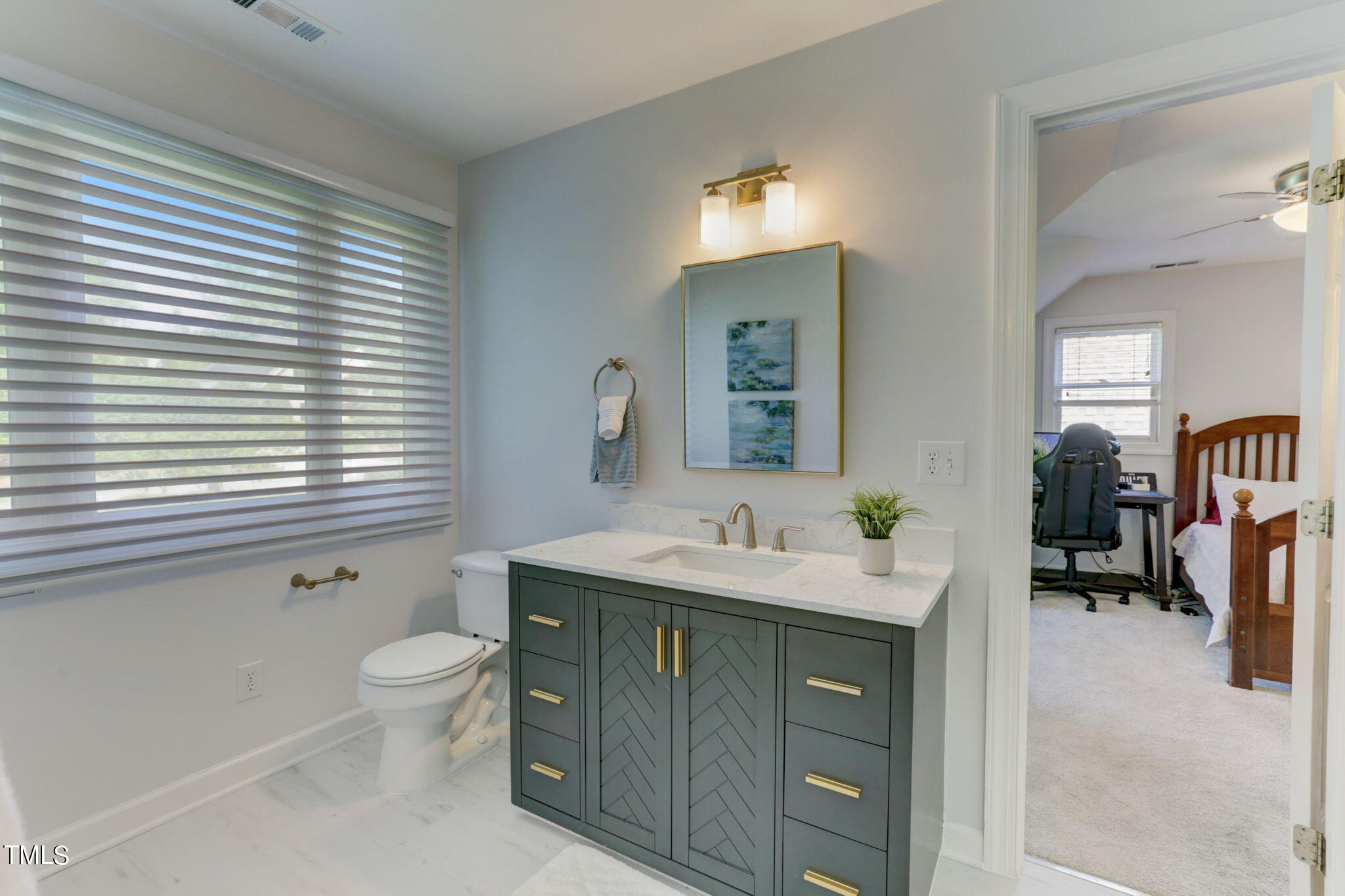 1029 Sunset Meadows Drive Apex, NC 27523 - Photo 34 of 52 a bathroom with a sink a toilet and mirror