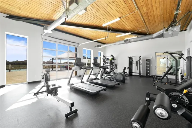 a view of a room with gym equipment