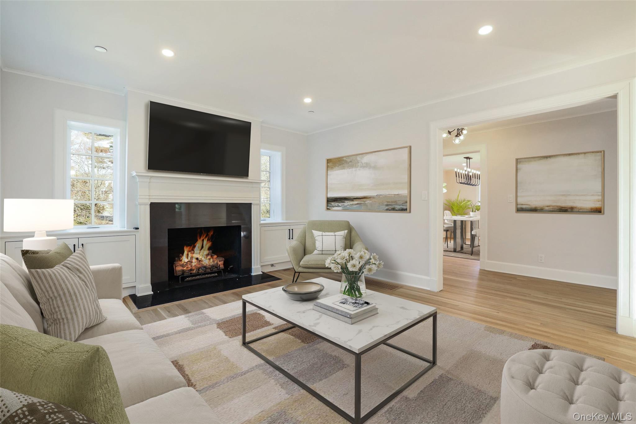 40 Mendota Avenue Rye, NY 10580 - Photo 2 of 31 Living Room with gas fireplace--virtually staged
