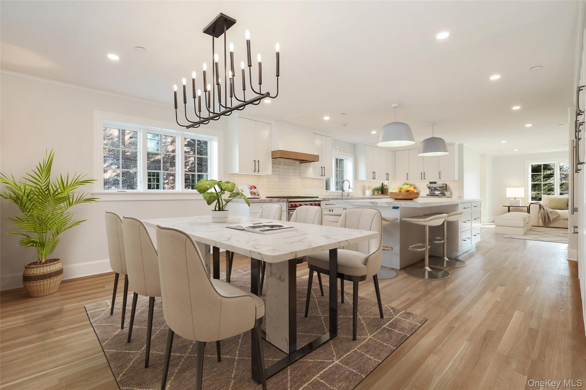 40 Mendota Avenue Rye, NY 10580 - Photo 4 of 31 Open Dining Area and Eat in Kitchen with island seating for 5-virtually staged