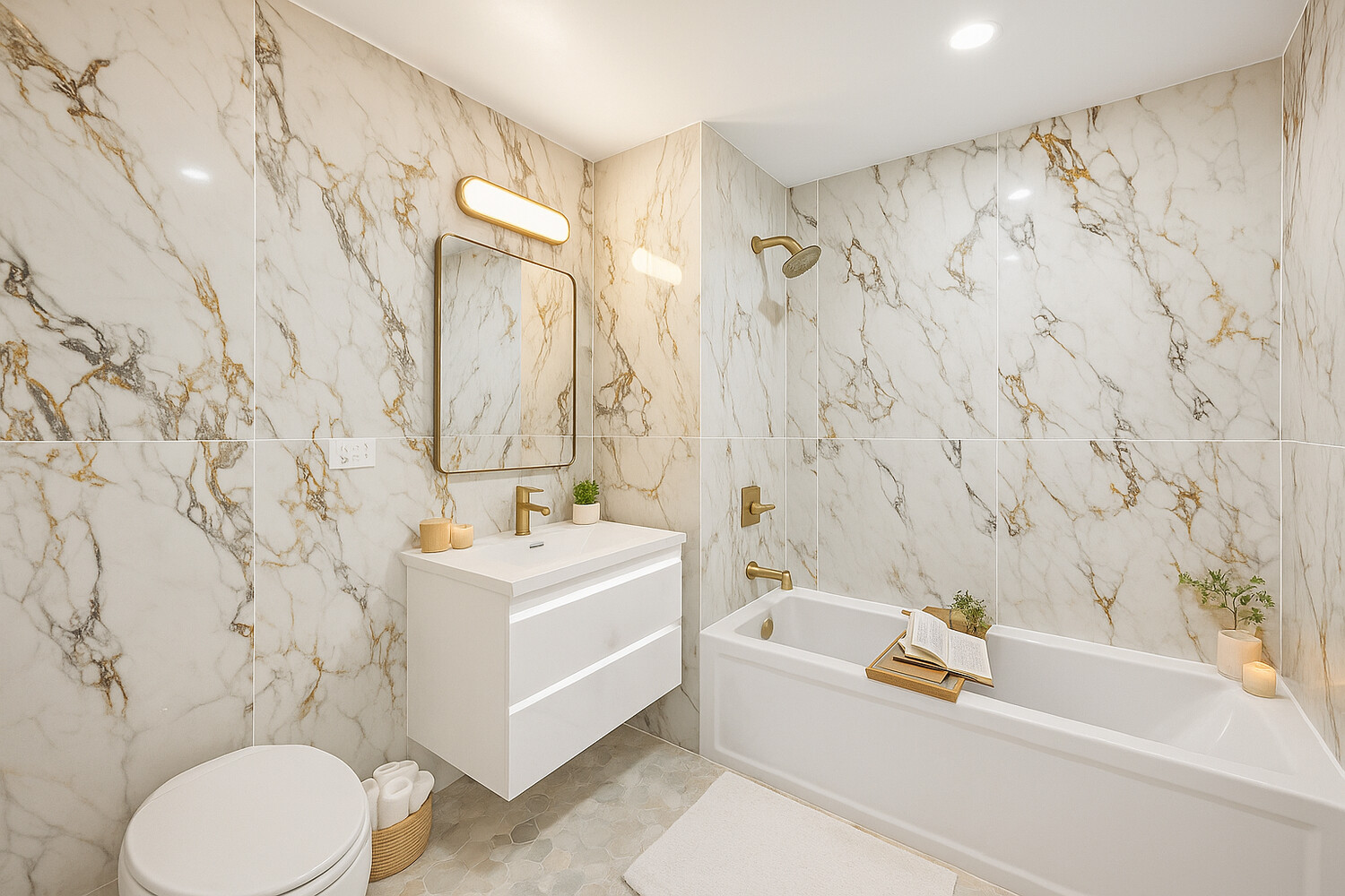 229 Withers Street, Unit 2C Brooklyn, NY 11211 - Photo 4 of 6 a bathroom with a sink toilet and bathtub