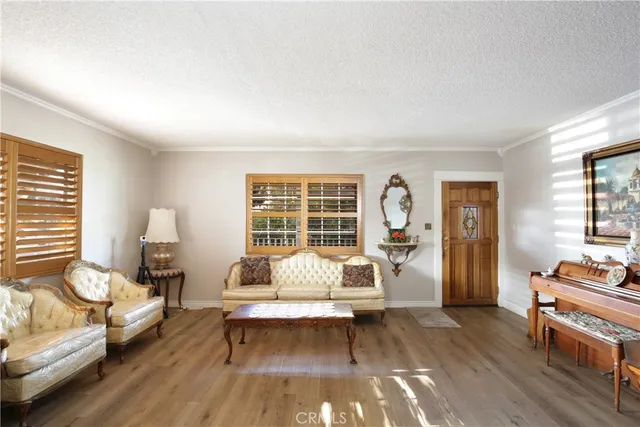 a living room with furniture rug and window