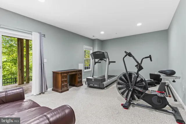 a view of a room with gym equipment
