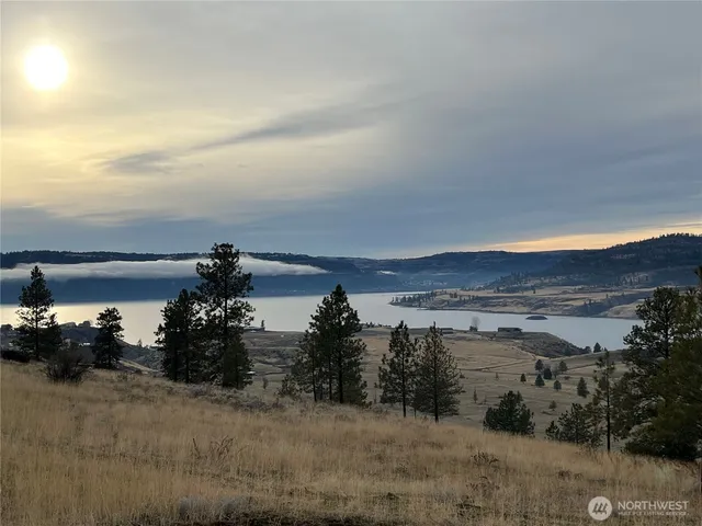 a view of a lake and mountain