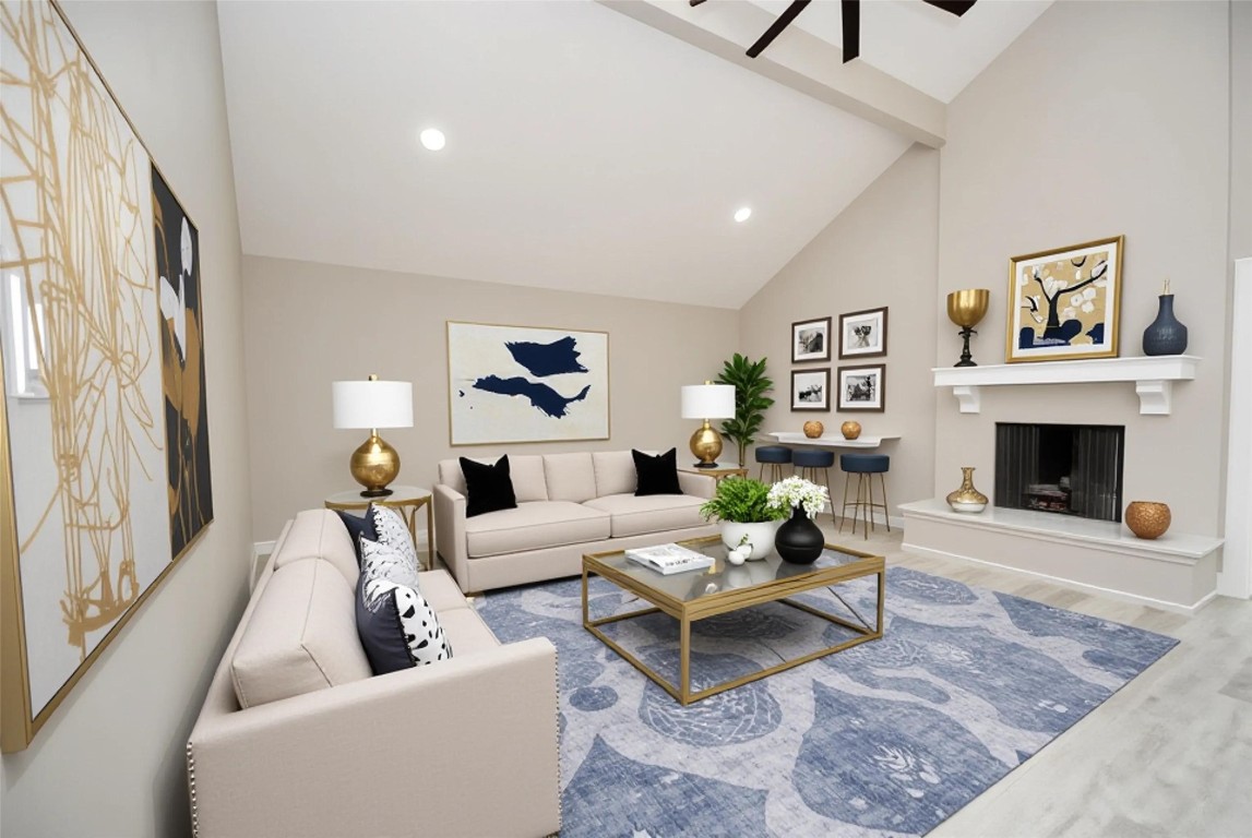 3322 Robinson Road Missouri City, TX 77459 - Photo 4 of 27 a living room with furniture and a fireplace