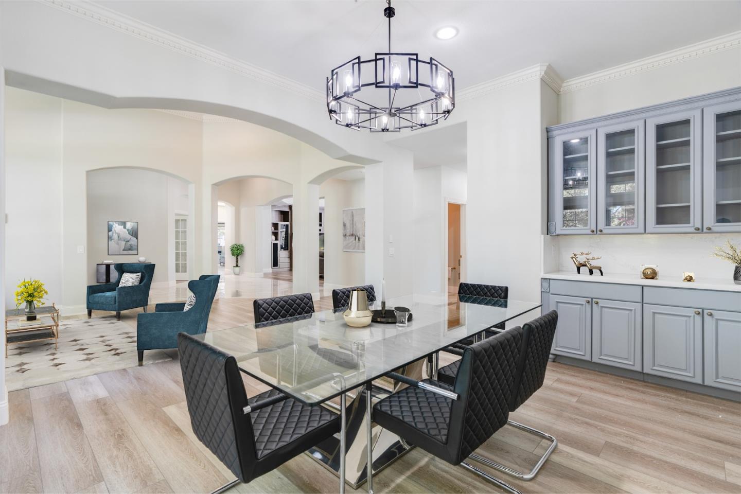 1940 Pear Drive Morgan Hill, CA 95037 - Photo 4 of 36 a view of a dining room with furniture a chandelier and wooden floor