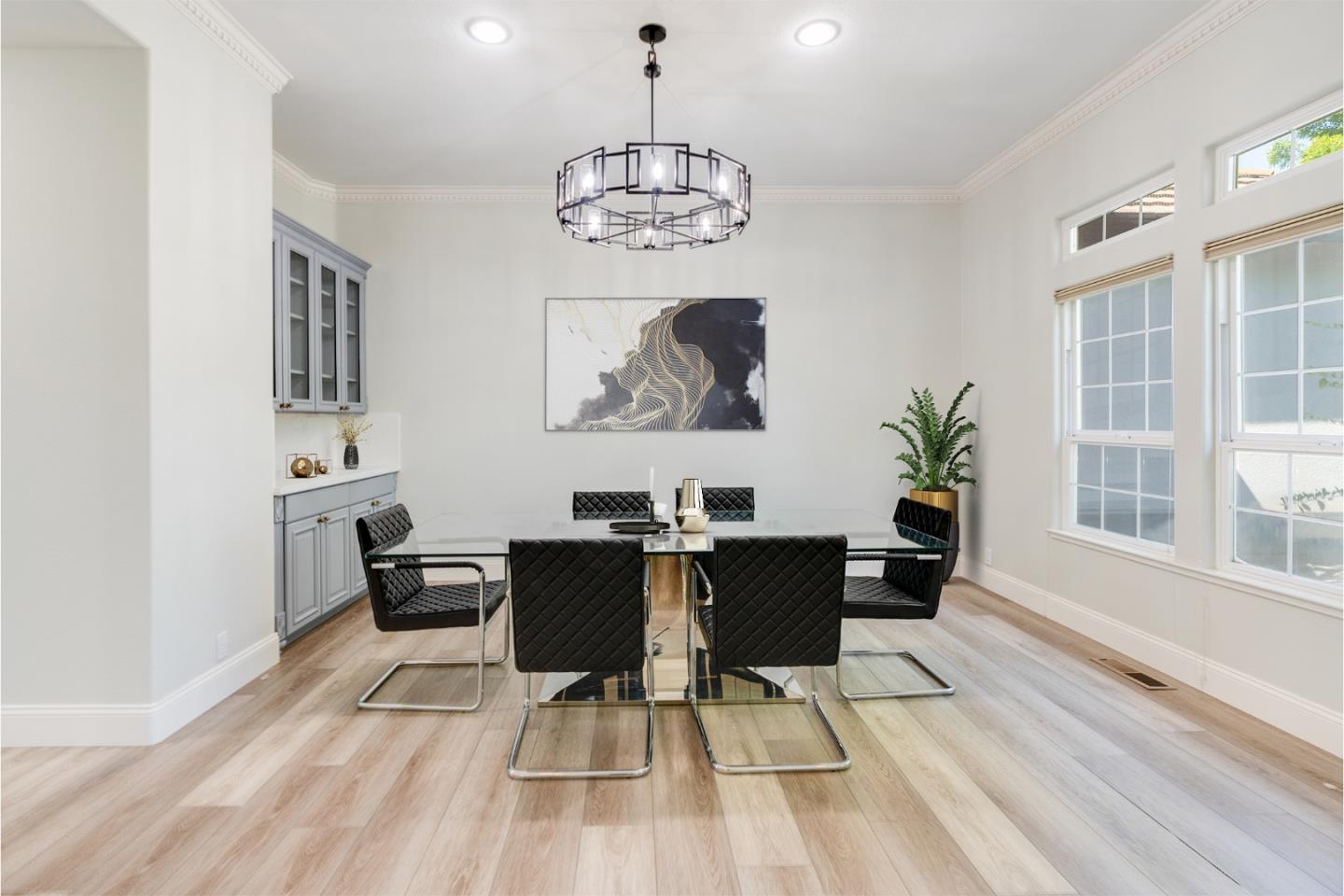 1940 Pear Drive Morgan Hill, CA 95037 - Photo 5 of 36 a view of a dining room with furniture a chandelier and wooden floor