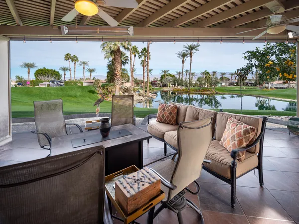 a outdoor view with a sitting space