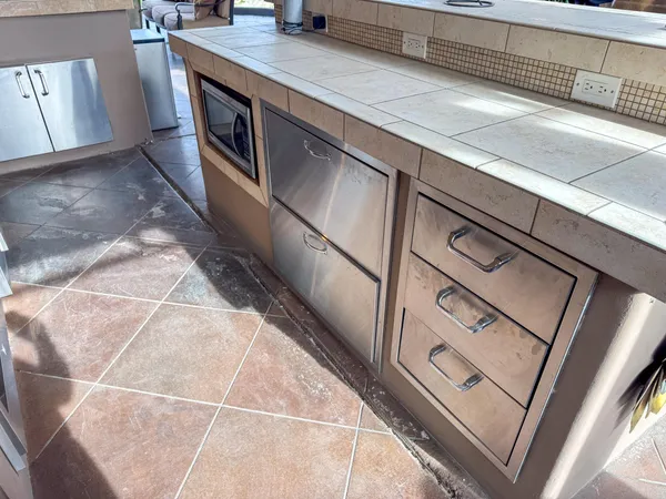 a view of a kitchen counter top space