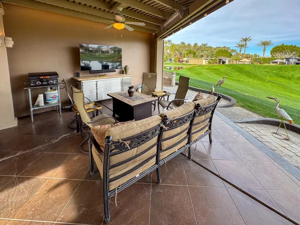 a outdoor view with a sitting space