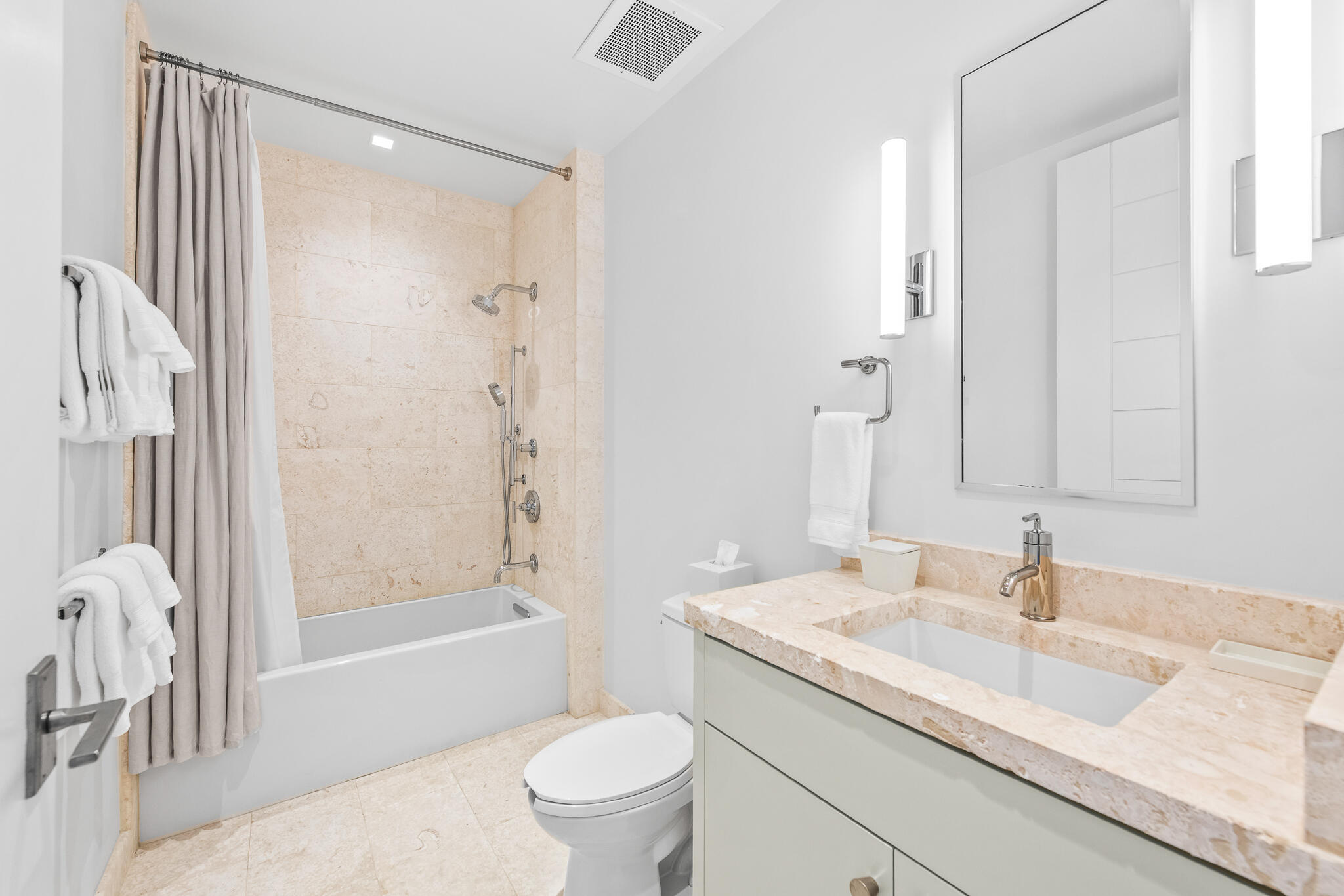 74 Governors Ct Inlet Beach, Unit 304 Inlet Beach, FL 32461 - Photo 15 of 39 a bathroom with a granite countertop sink a toilet and shower
