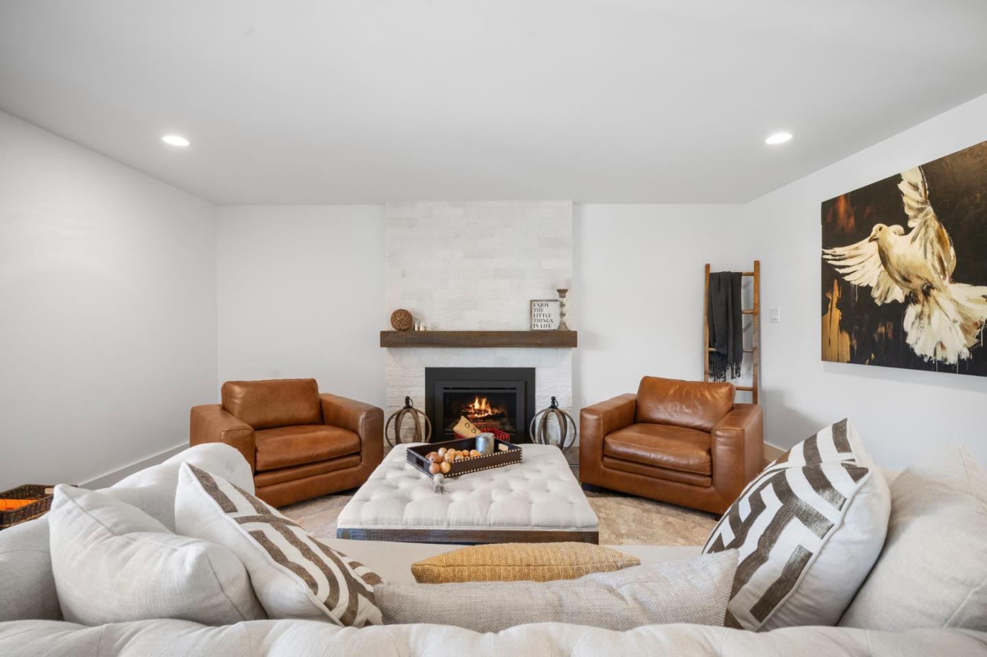 575 Darrell Road Hillsborough, CA 94010 - Photo 11 of 75 a living room with furniture fireplace and flat screen tv