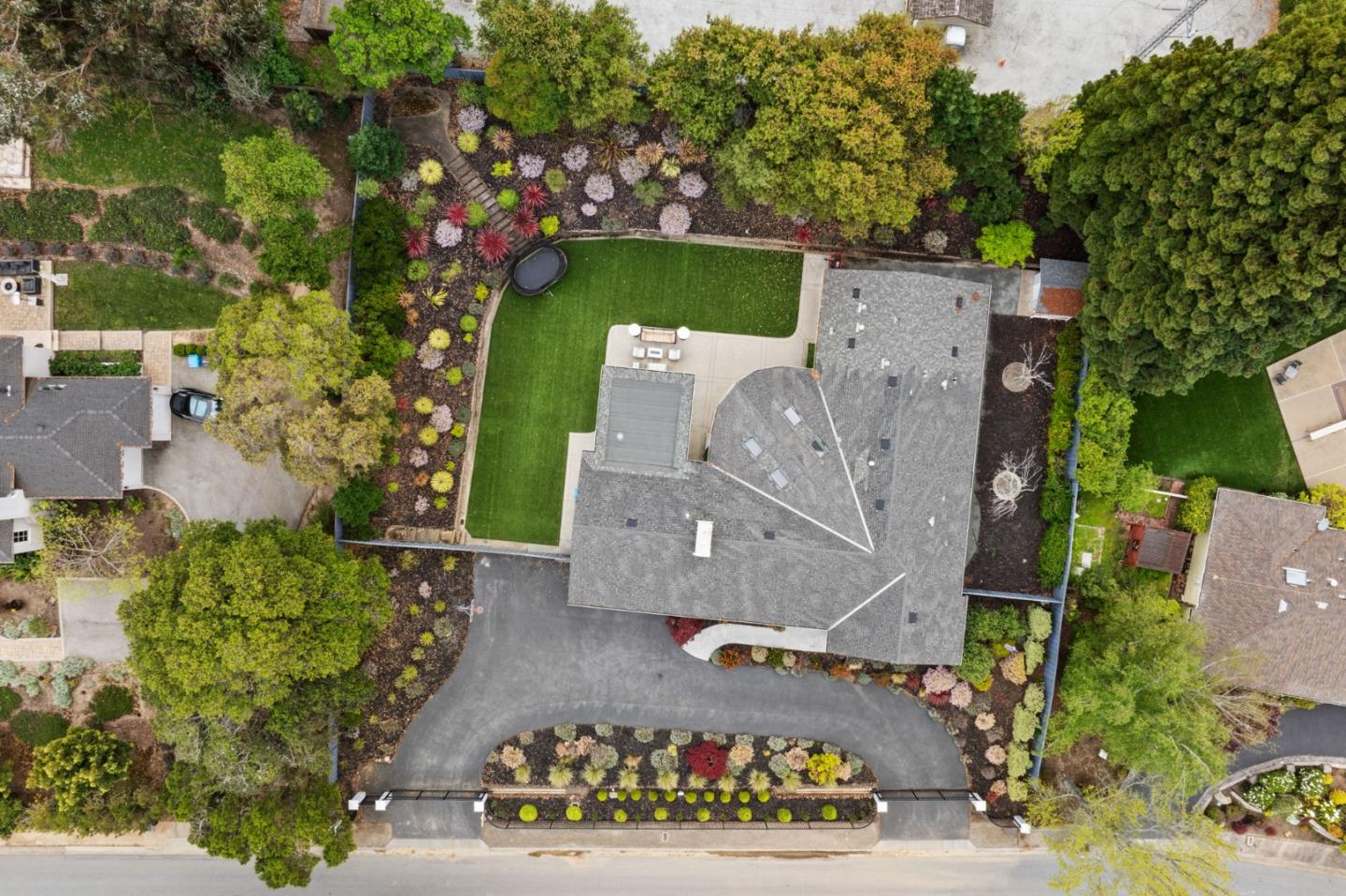 575 Darrell Road Hillsborough, CA 94010 - Photo 71 of 75 an aerial view of a house with a yard swimming pool and outdoor seating