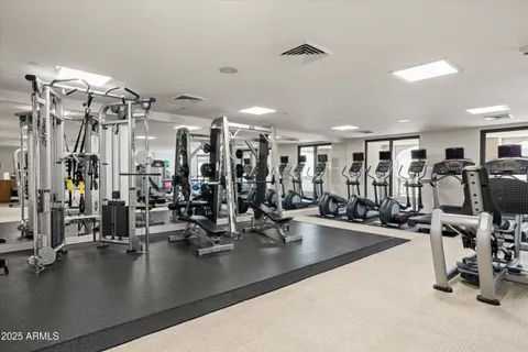 a view of a room with gym equipment