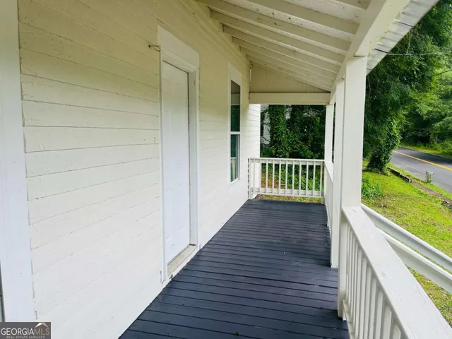 a view of a wooden deck