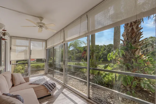 a view of a lake from a yard