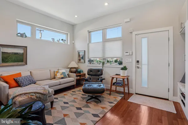 a living room with furniture and a couch