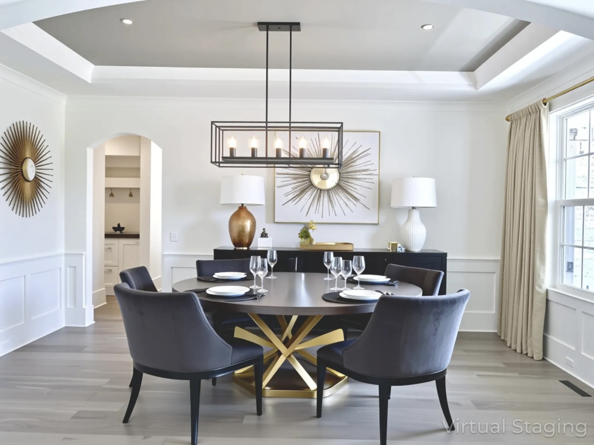 9914 Elland Road Brentwood, TN 37027 - Photo 10 of 64 a dining room with furniture wooden floor and a chandelier