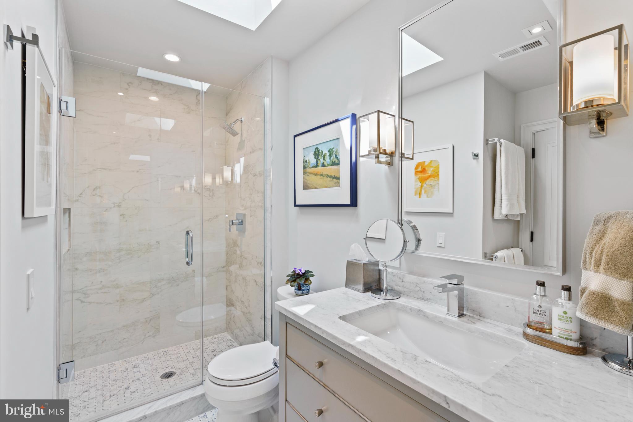 3323 R Street Northwest Washington, DC 20007 - Photo 14 of 54 Full Bath #2 - marble mosaic tile flooring