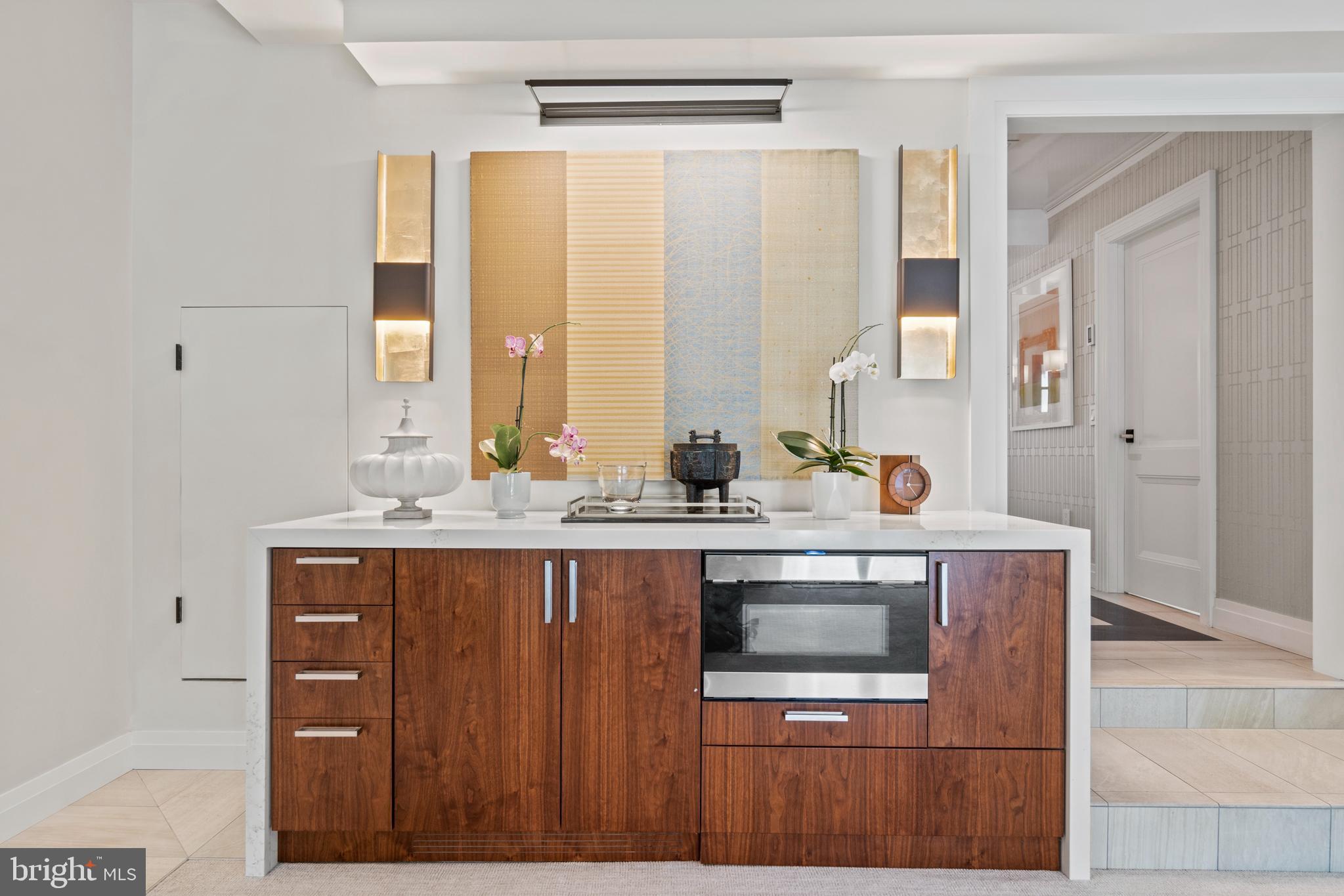 3323 R Street Northwest Washington, DC 20007 - Photo 21 of 54 Quartzite bar with fridge, ice machine, microwave